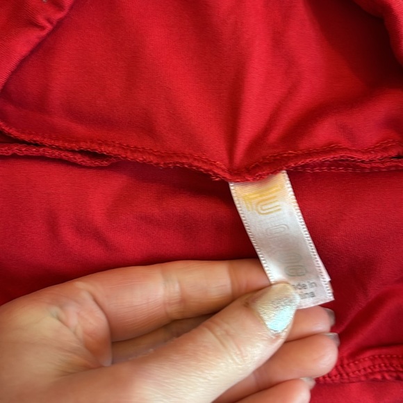 LulaRoe OS leggings solid red and winter holiday print - Picture 7 of 8